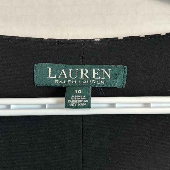 Ralph Lauren women’s 3/4 sleeve black with white polka dots midi dress.  Size 10 - Picture 4 of 6